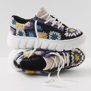 FREE PEOPLE Catch Me If You Can Crochet Sneakers / Black Combo